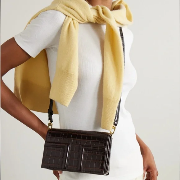 Toteme T-Flap mini croc-effect leather shoulder bag - Picture 3 of 7